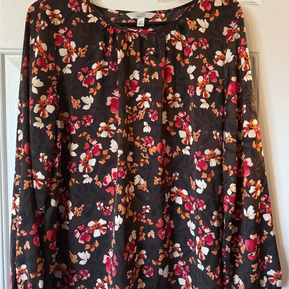Croft & Barrow Floral Blouse - Brown and Red